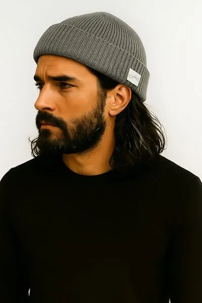 Lou-i Lou-i Fisherman Mütze Merinowolle unisex, Grau, – Produktbild 2 von 3