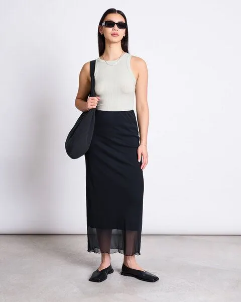 JAN N JUNE JAN N JUNE Mesh Maxi-Rock SMUK, Black, – Produktbild 1 von 4