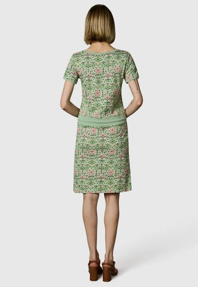 ragwear ragwear Minikleid Baomi Print YOUMODO Gemustertes kurzes Sommerkleid mit Taillenkordel, Grün, – Produktbild 3 von 5