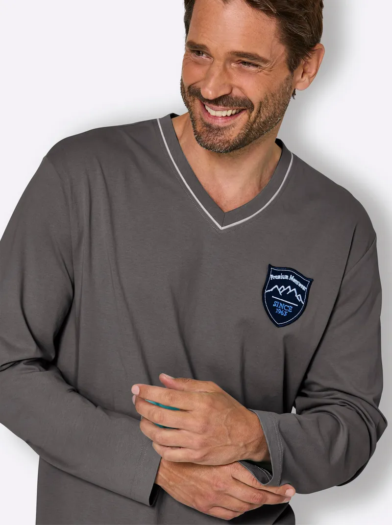 wäschepur men Schlafanzug-Shirt anthrazit, Anthrazit, – Produktbild 2 von 2