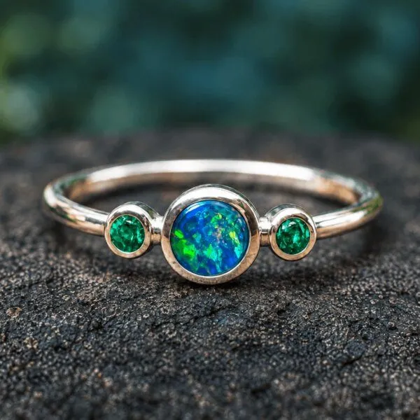 Spirit of Island Spirit of Island Silber Ring "Opal Universe" | Opal & Smaragd – Produktbild 5 von 7