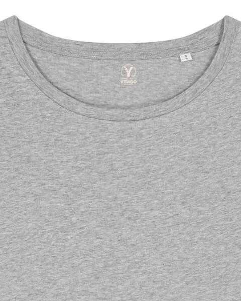 YTWOO YTWOO Damen-Scoop-Neck-T-Shirt aus Bio-Baumwolle, Grau meliert, – Produktbild 4 von 4