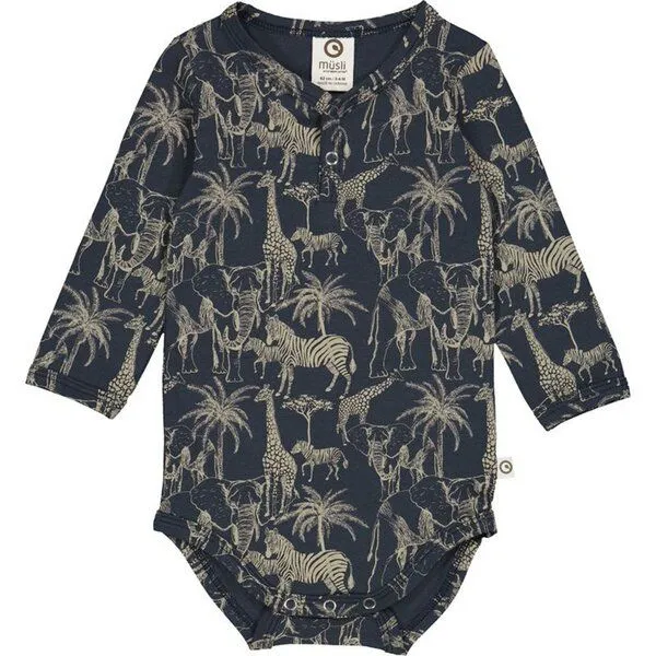 Fred's World by Green Cotton Fred's World by Green Cotton Body Langarm Safari, Blaugrau, – Produktbild 1 von 1