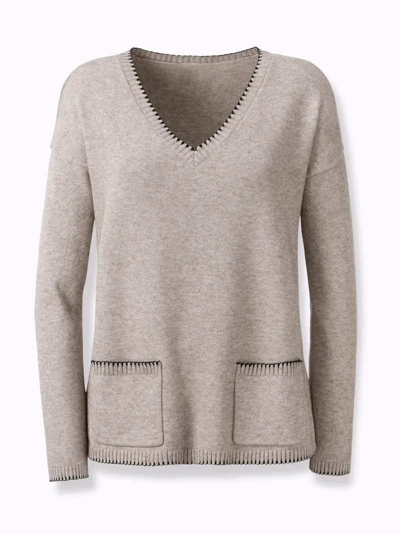 heine Pullover taupe-meliert, Taupe-meliert, – Produktbild 1 von 2