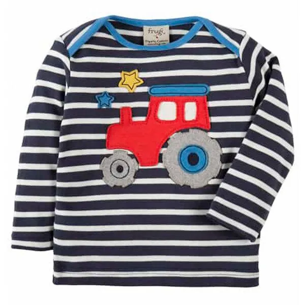 Frugi Frugi Langarm-Shirt Regenbogen-Traktor Bobby Applique Top Tractor – Produktbild 1 von 3