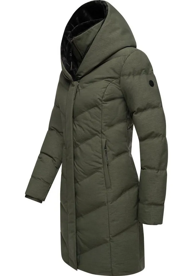 ragwear ragwear Steppmantel Natalka Cosy wasserdichter Mantel mit flauschigem Kunstfell-Kragen, Grün, – Produktbild 3 von 4