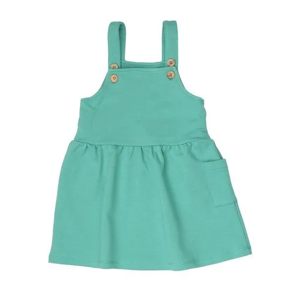 Walkiddy Kinder Trägerkleid GOTS zertifiziert, mintgrün „Green Spruce“, Bio-Baumwolle, weich – Walkiddy, Grün, – Produktbild 1 von 2