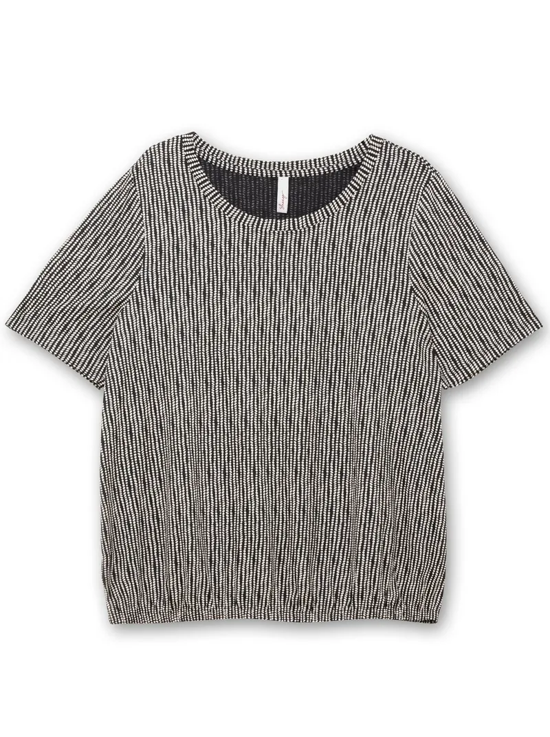 sheego Kurzarmshirt schwarz-gemustert, Schwarz-gemustert, – Produktbild 1 von 2