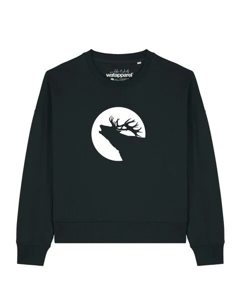 watapparel watapparel Sweatshirt Frauen Röhrender Hirsch, Black, – Produktbild 1 von 2