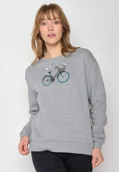 GreenBomb GREENBOMB Bike Seagulls Canty - Gemütliches Sweatshirt aus Bio-Baumwolle / hochwertiger Print / GOTS / Fair & Vegan, Grau (heidegrau), – Produktbild 1 von 4