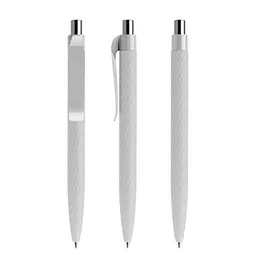 prodir prodir® Druckkugelschreiber QS01 Soft Touch PRP Push, blaue Mine, zementgrau/silber poliert – Produktbild 1 von 1
