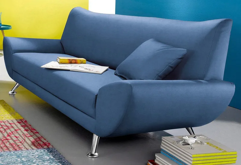 Home affaire 3-Sitzer Saltare elegant & komfortabel, toller Designfuß, bequem, Breite 205cm, Blau, – Produktbild 4 von 5
