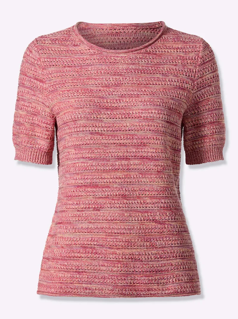 Witt Baumwollpullover fuchsia-koralle-meliert, Fuchsia-koralle-meliert, – Produktbild 1 von 2