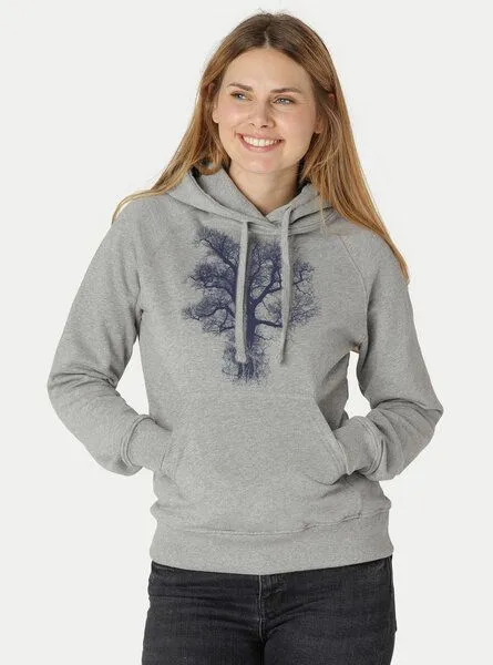 Peaces.bio - handbedruckte Biomode Peaces.bio - handbedruckte Biomode Bio-Damen-Kapuzensweater Chestnut, Hellgrau, – Produktbild 2 von 3