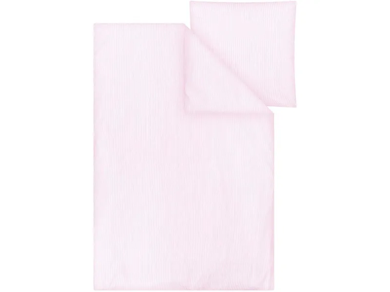 MELA Perkal Bettwäsche Set MAJULI Stripes | von MELA | Fairtrade & GOTS zertifiziert, Rose / naturweiss gestreift, – Produktbild 1 von 5