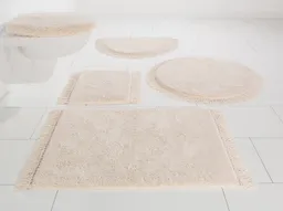 OTTO home Badematte Finca, Badvorleger, Badezimmer Teppich, Höhe 16 mm, rutschhemmend beschichtet, strapazierfähig, fußbodenheizungsgeeignet, Baumwolle (Bio-Baumwolle), halbrund, Fransen, Boho, Badteppich, Bio-Baumwolle, auch als 3 teiliges Set – Produktbild 1 von 1