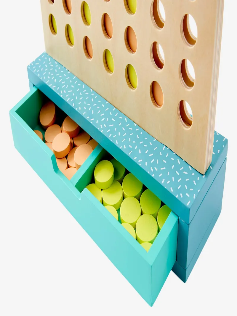 Vertbaudet Kinder Spiel VIER GEWINNT aus Holz FSC®, Braun/blau, – Produktbild 4 von 4