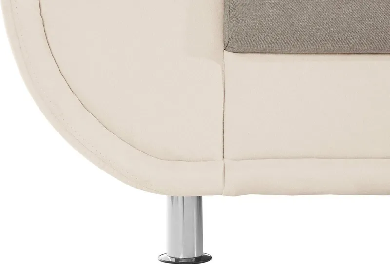 TRENDMANUFAKTUR 3-Sitzer Rondo III 207 cm, modern, bequem, Materialmix, Chromfüße, wahlweise mit Federkern, extrabreite Armlehnen zum Relaxen, Beige, – Produktbild 4 von 5