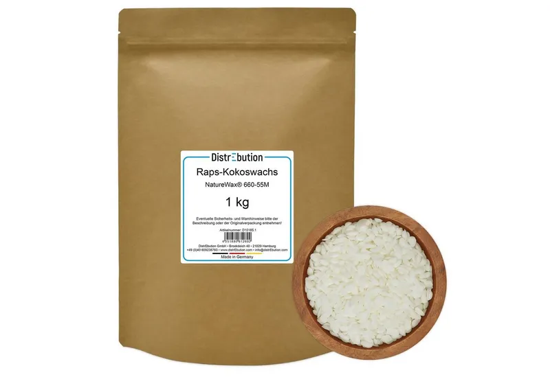 DistrEbution Bastelnaturmaterial Raps-Kokoswachs Kerzenwachs zum Kerzen gießen NatureWax® 660-55M – Produktbild 1 von 5