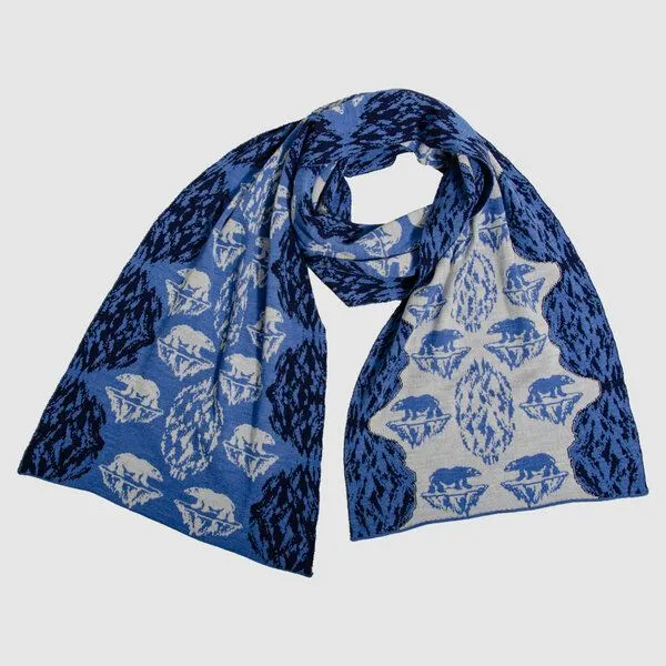 LANARTO slow fashion LANARTO slow fashion Schal Muster 'Eisbär' zweifarbig gestrickt aus mulesingfreier Merinowolle", Blau, – Produktbild 3 von 3