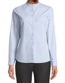 NEOBLU NEOBLU Damen Bluse Langarm Business verdeckte Knopfleiste Mandarinkragen, Weiss, – Produktbild 4 von 4
