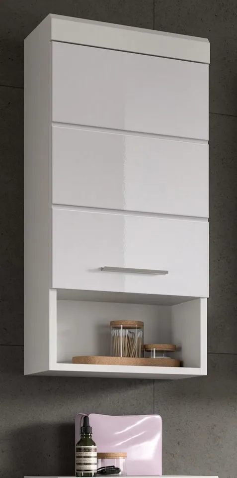 Inn.Furn Hängeschrank Shawn (Badschrank in weiß Hochglanz, 37 x 79 cm) mit 3 Fächern, Weiß, – Produktbild 5 von 5
