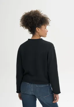 MELA MELA Damen vegan Strickpullover Mit Gerolltem Saum Geetha Schwarz – Produktbild 1 von 1
