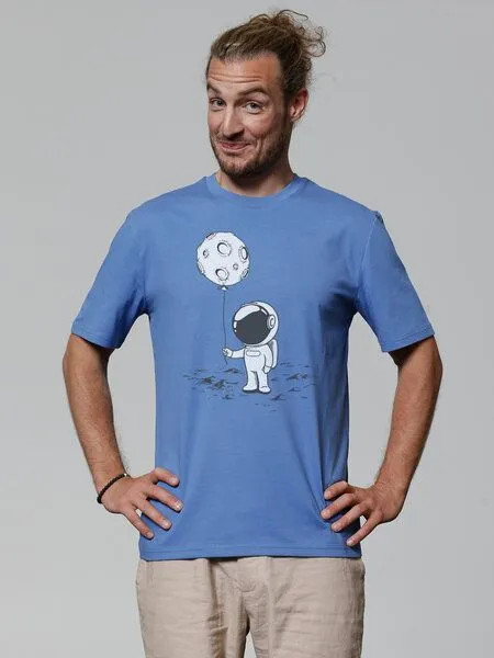 watapparel watapparel T-Shirt Unisex Kleiner Astronaut mit Luftballon, Bright blue, – Produktbild 2 von 3