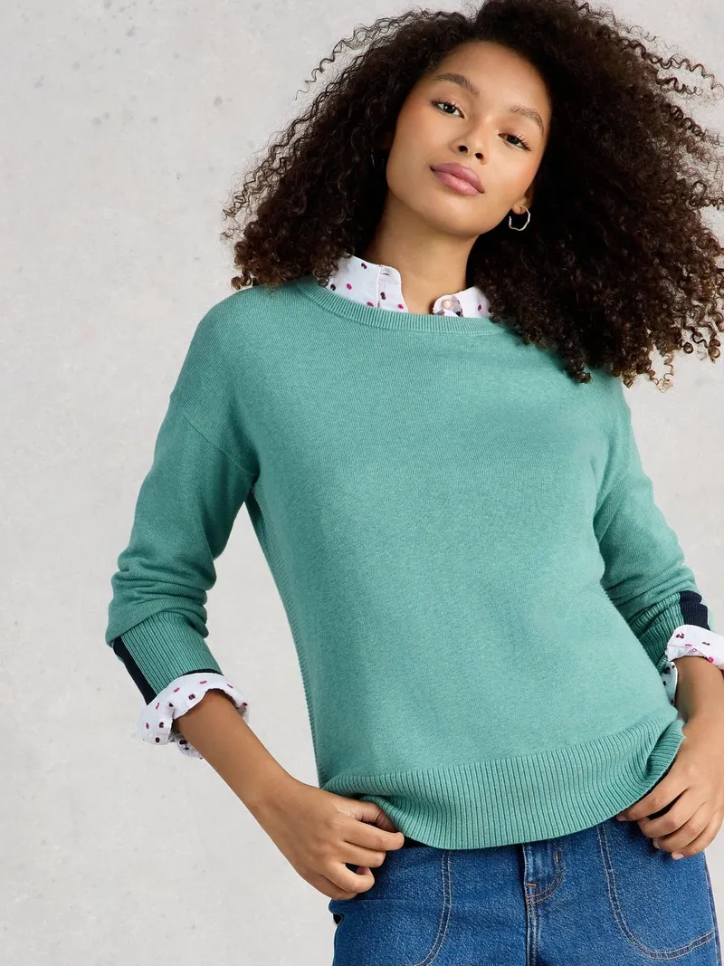White Stuff Pullover Olive - 40, Mittelblaugrün, – Produktbild 1 von 4