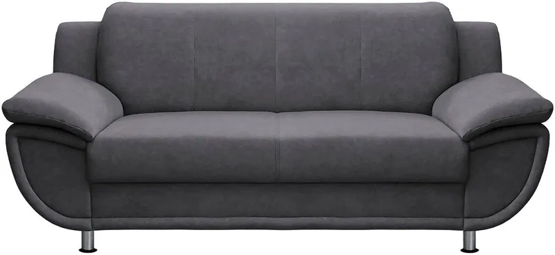TRENDMANUFAKTUR 2-Sitzer Rondo 178 cm, 2-Sitzer, komfortabel, Federkern optional, Chromfüße, Couch wahlweise mit Federkern und in verschiedenen Bezügen bestellbar, Grau, – Produktbild 3 von 8