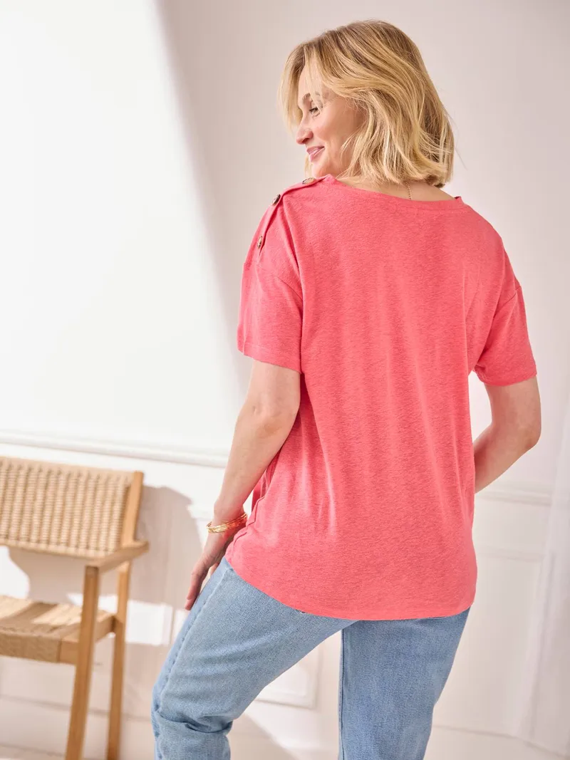 Vertbaudet Umstands-Shirt mit V-Ausschnitt, Rosa, – Produktbild 3 von 4