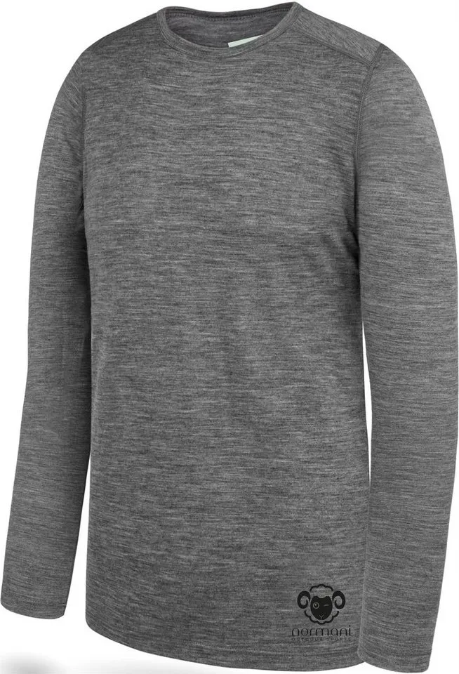 normani Funktionsshirt Kinder Merino Langarm Broome Ski-Thermounterwäsche aus 100 % Bio-Merinowolle für Junge und Mädchen, Blau|grau, – Produktbild 3 von 5
