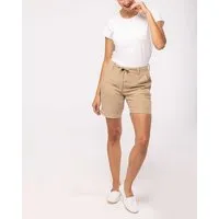 YTWOO YTWOO Damen Bermuda-Shorts Straight Fit aus nachhaltigen Lyocellfasern und Leinen, Beige, – Produktbild 1 von 1