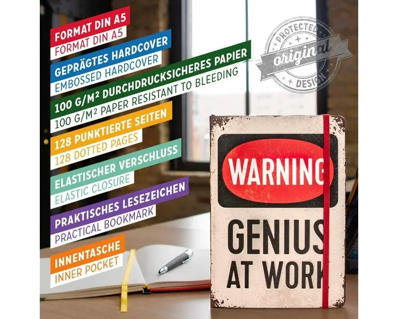 Nostalgic-Art Notizbuch DIN A5 Notizbuch - Genius At Work – Produktbild 4 von 4