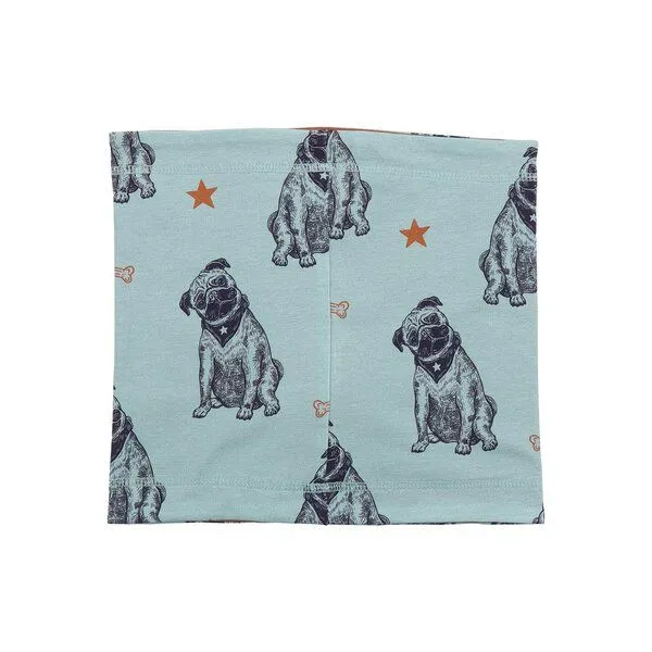 Walkiddy Kinder Schlauchschal GOTS-zertifiziert aus Bio-Baumwolle, hellblau mit Hunde-Print, weich & dehnbar – Walkiddy Crazy Dogs-Loop, Blau, – Produktbild 3 von 3