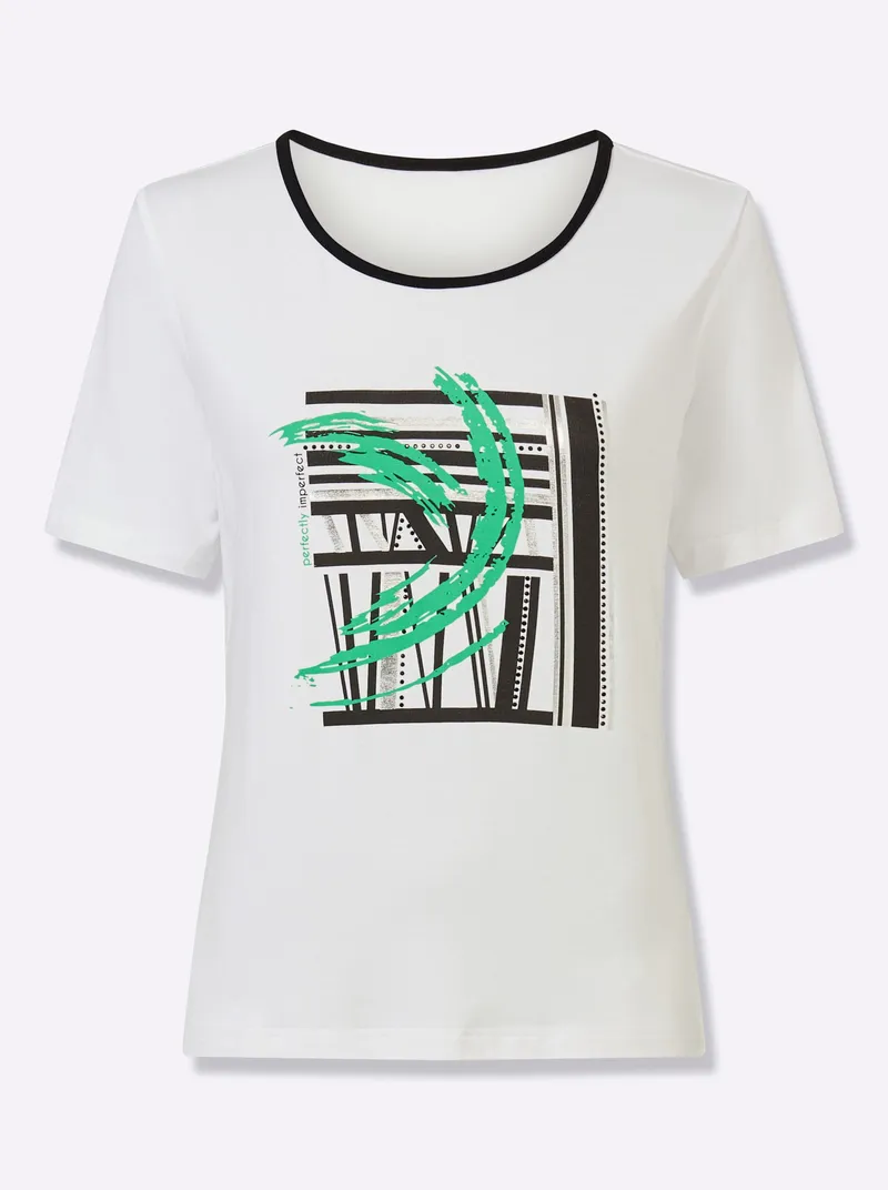 Witt Kurzarmshirt weiß-schwarz-bedruckt, Weiß-schwarz-bedruckt, – Produktbild 1 von 2