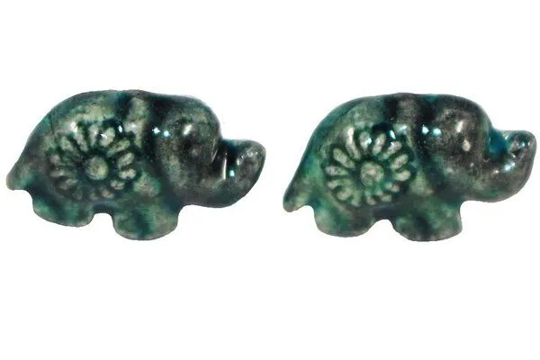 Schönes aus Indochina Schönes aus Indochina Schmuck Ohrstecker Elefant Keramik, Grün, – Produktbild 2 von 2