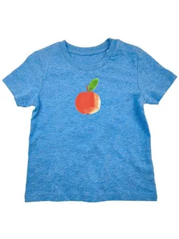 MelaDi Meladi Kinder Baby-Shirt aus Biobaumwolle - Apfel auf Heather Blue – Produktbild 1 von 1