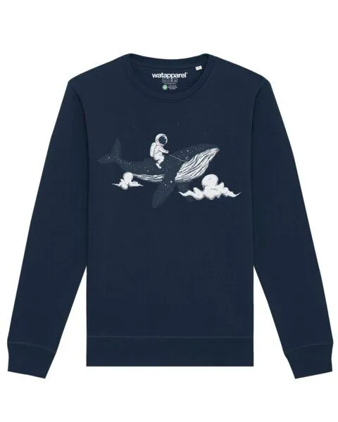 watapparel watapparel Sweatshirt Unisex Spacewhale, French navy, – Produktbild 1 von 4