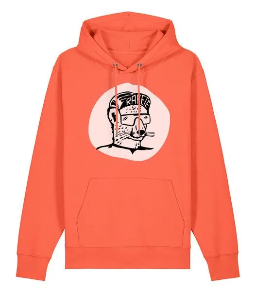 päfjes päfjes Gepard die Rakete / Gravel / Rennrad - Unisex Fair Wear Bio Hoodie, Orange (fiesta), – Produktbild 2 von 3