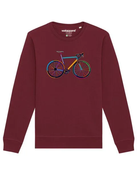 watapparel watapparel Sweatshirt Unisex Fahrrad by night, Burgundy, – Produktbild 1 von 3