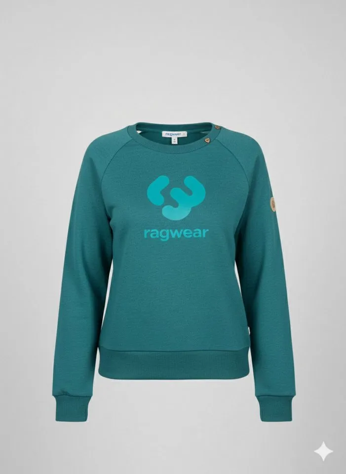 ragwear ragwear Sweatshirt JOHANKA LOGO O aus Baumwolle und Polyester, normale Passform, mit Rundhalsausschnitt, Grün, – Produktbild 3 von 3
