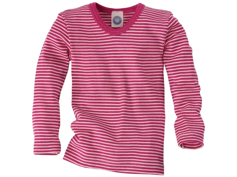 Cosilana Cosilana Kinder Unterhemd Langarm Wolle Seide pink-geringelt Gr.128, Pink, mehrfarbig, – Produktbild 1 von 2