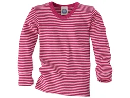 Cosilana Cosilana Kinder Unterhemd Langarm Wolle Seide pink-geringelt Gr.92 – Produktbild 1 von 1