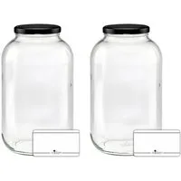 mikken mikken 2 große Einmachgläser 4250 ml mit schwarzem Deckel (TO100), Schwarz, – Produktbild 1 von 1