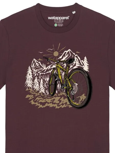 watapparel watapparel T-Shirt Unisex Mountainbike und Berge, Red brown, – Produktbild 3 von 3
