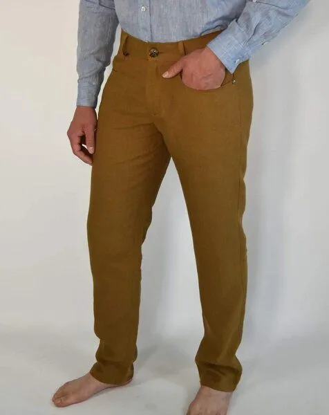 Aatise Aatise Herren Leinenhose aus 100% Leinen Zanzibar regular fit, mid rise, Braun, – Produktbild 1 von 2
