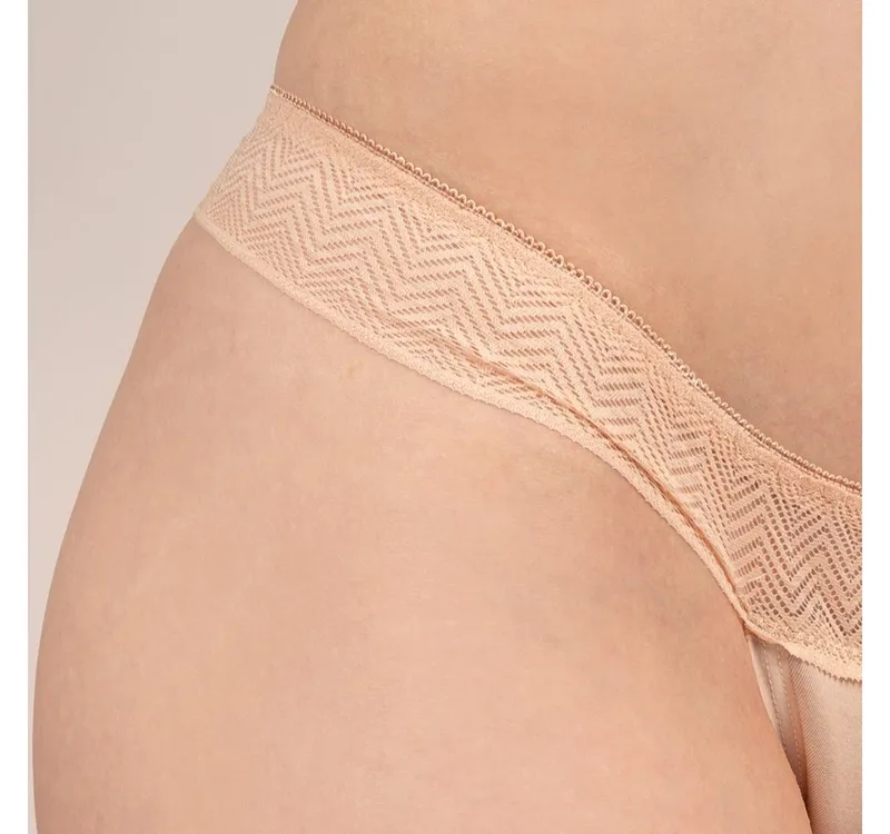 Taynie Taynie Periodenslip String - Periodenunterwäsche leichte Blutung - Damen (1-St., 1er-Pack) Auslaufsichere Periodenunterwäsche / Periodenslip aus Bio Baumwolle, Beige|rosa, – Produktbild 3 von 5