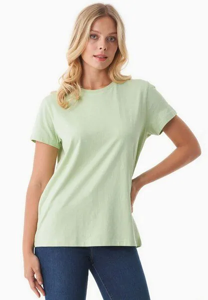 ORGANICATION ORGANICATION Damen Basic T-Shirt aus Bio-Baumwolle, Foam green, – Produktbild 1 von 4