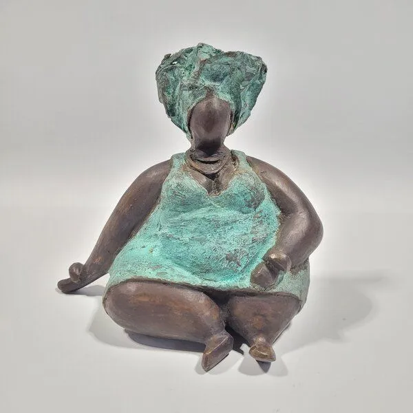 Moogoo Creative Africa Moogoo Creative Africa Bronze-Skulptur "Dicke Madame" versch. Modelle und Farben Unikat Upcycling, Grey, – Produktbild 1 von 1